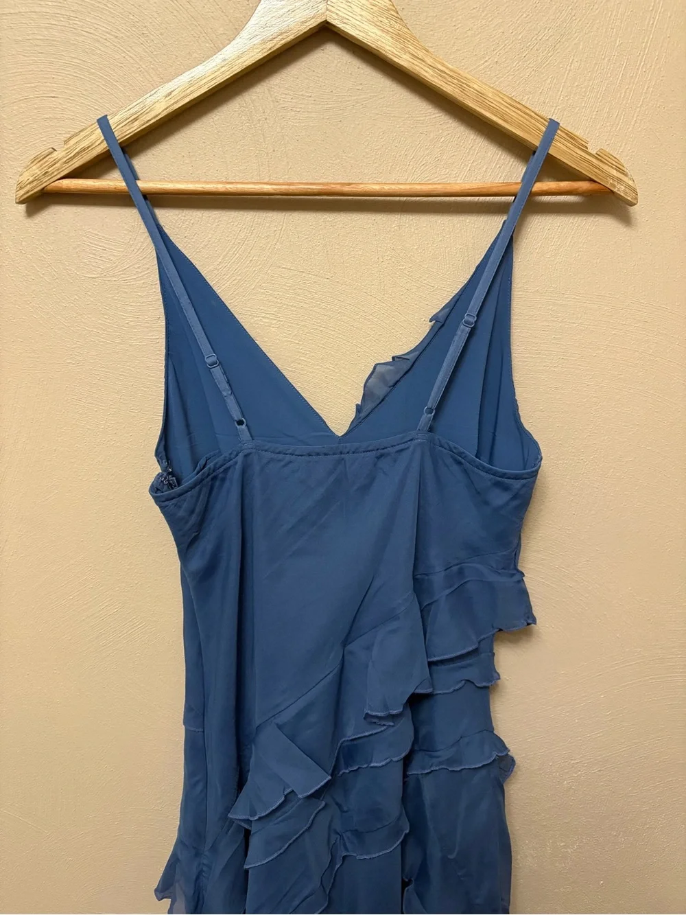 Abercrombie & Fitch Cascading Ruffle Maxi Dress Blue Size Small Petite NWT New